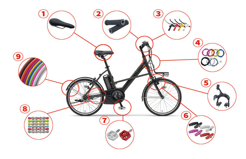 くすみ水色 電動自転車 パーツ